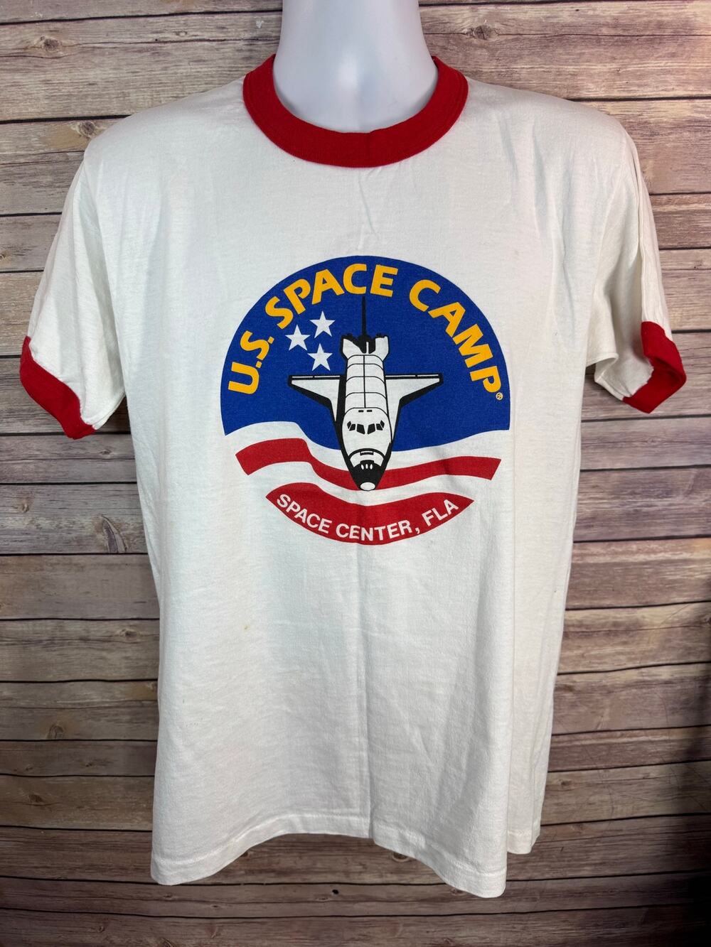 US Space Camp Space Center Florida Screen Stars White Shirt Size Large Made USA